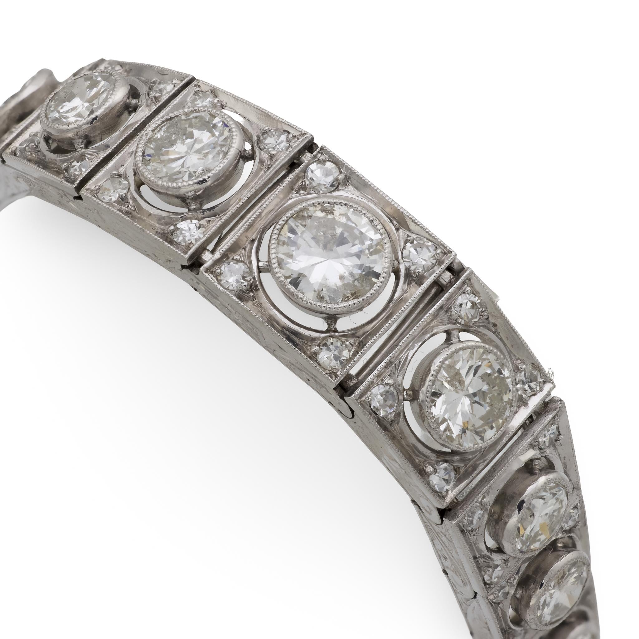 Edwardian Platinum Diamond Line Bracelet