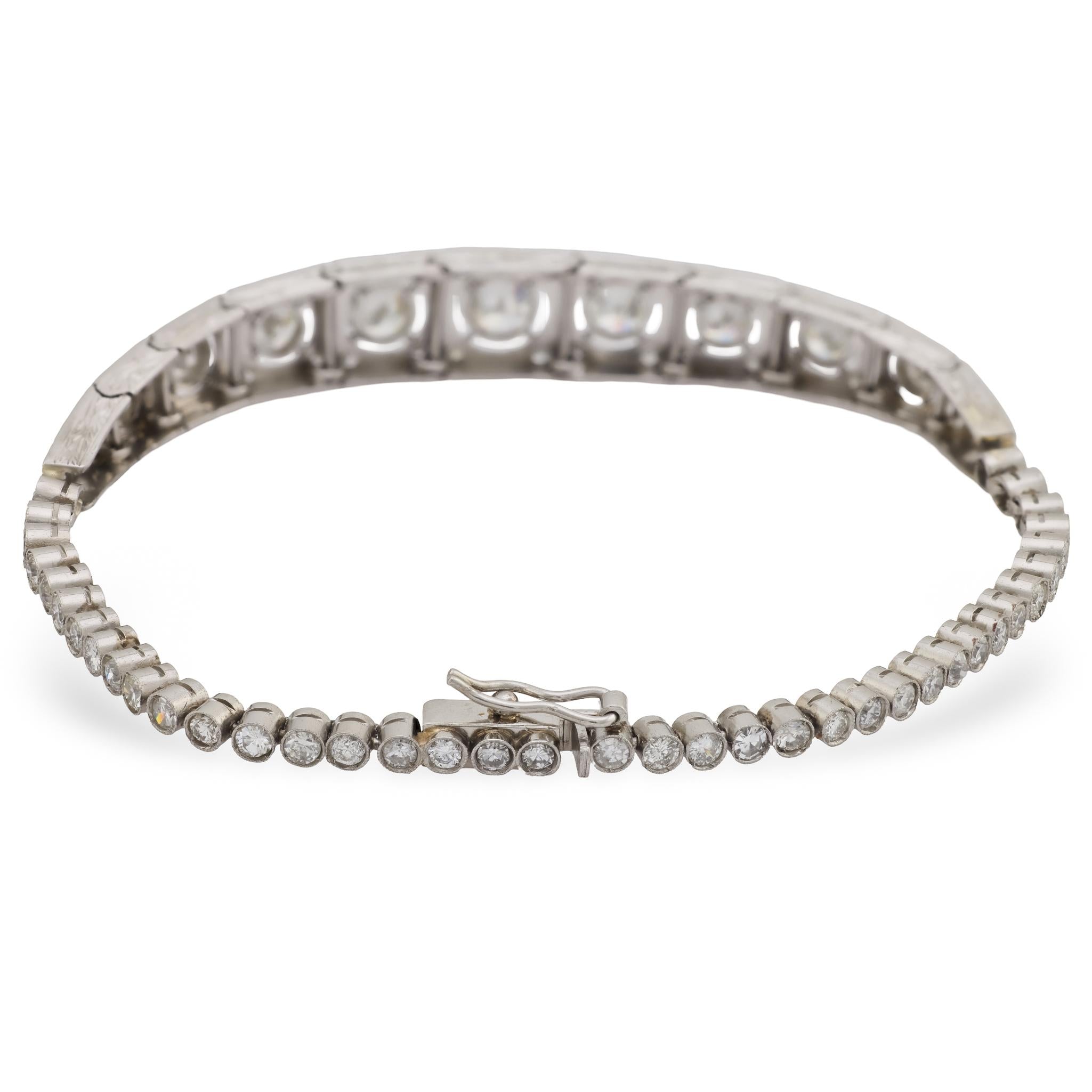 Edwardian Platinum Diamond Line Bracelet