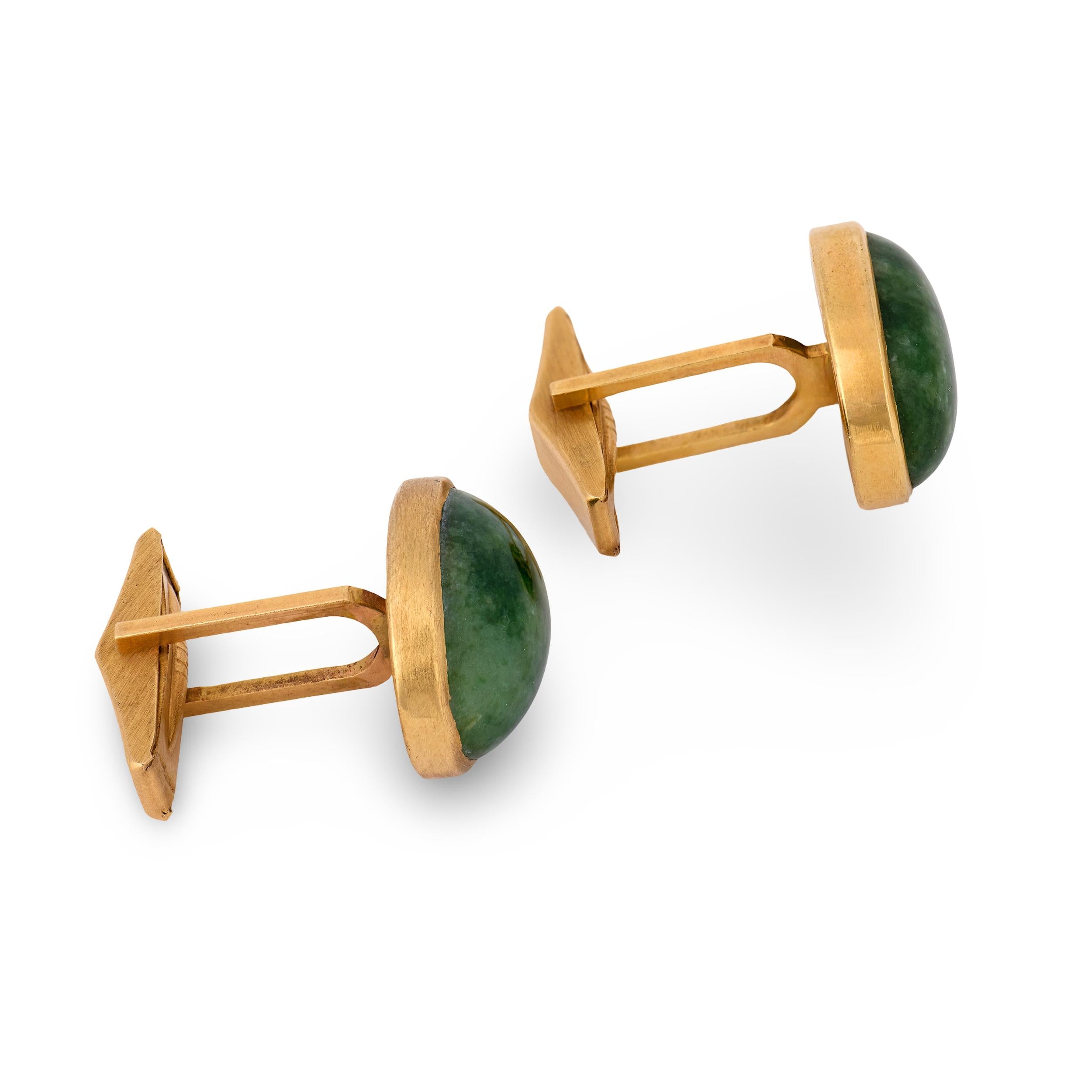 Retro 14k Jade Cufflinks