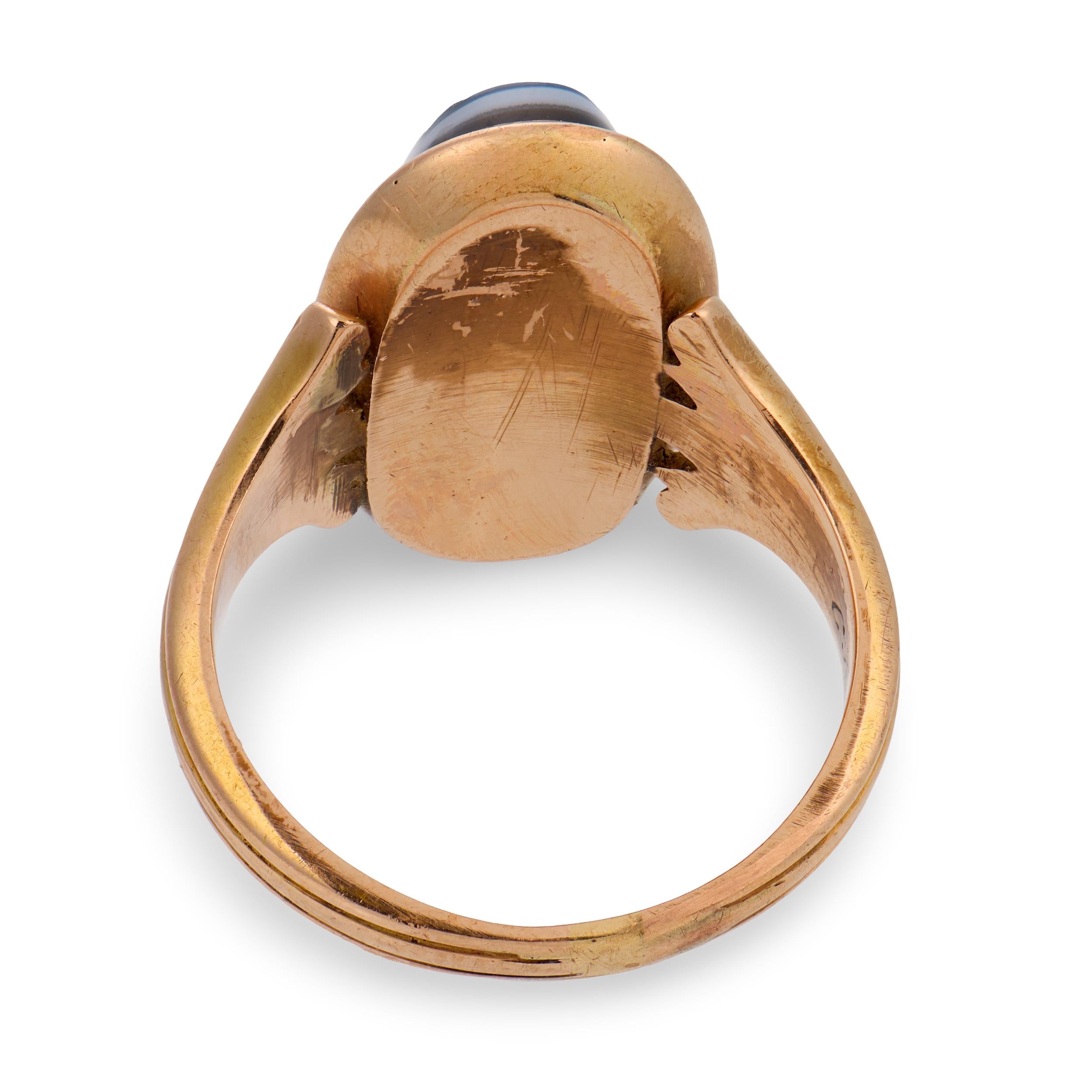 Victorian 14k Agate Cameo Ring