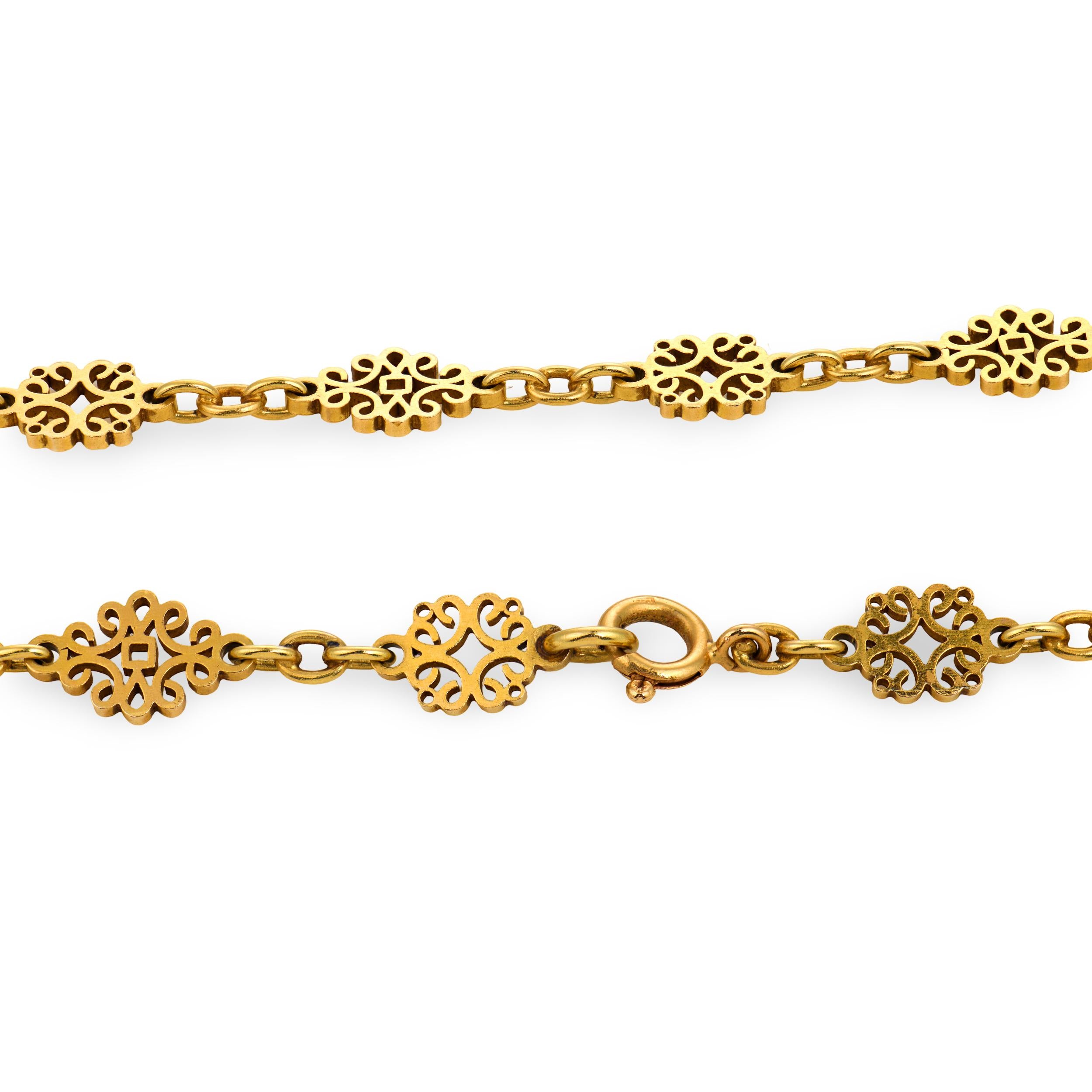 Art Nouveau 18k Chain Necklace 38"