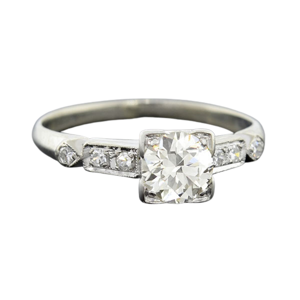 Art Deco 14kt Diamond Engagement Ring 0.73ct