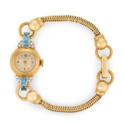 TIFFANY & CO. Retro 14k Aqua & Diamond Wristwatch