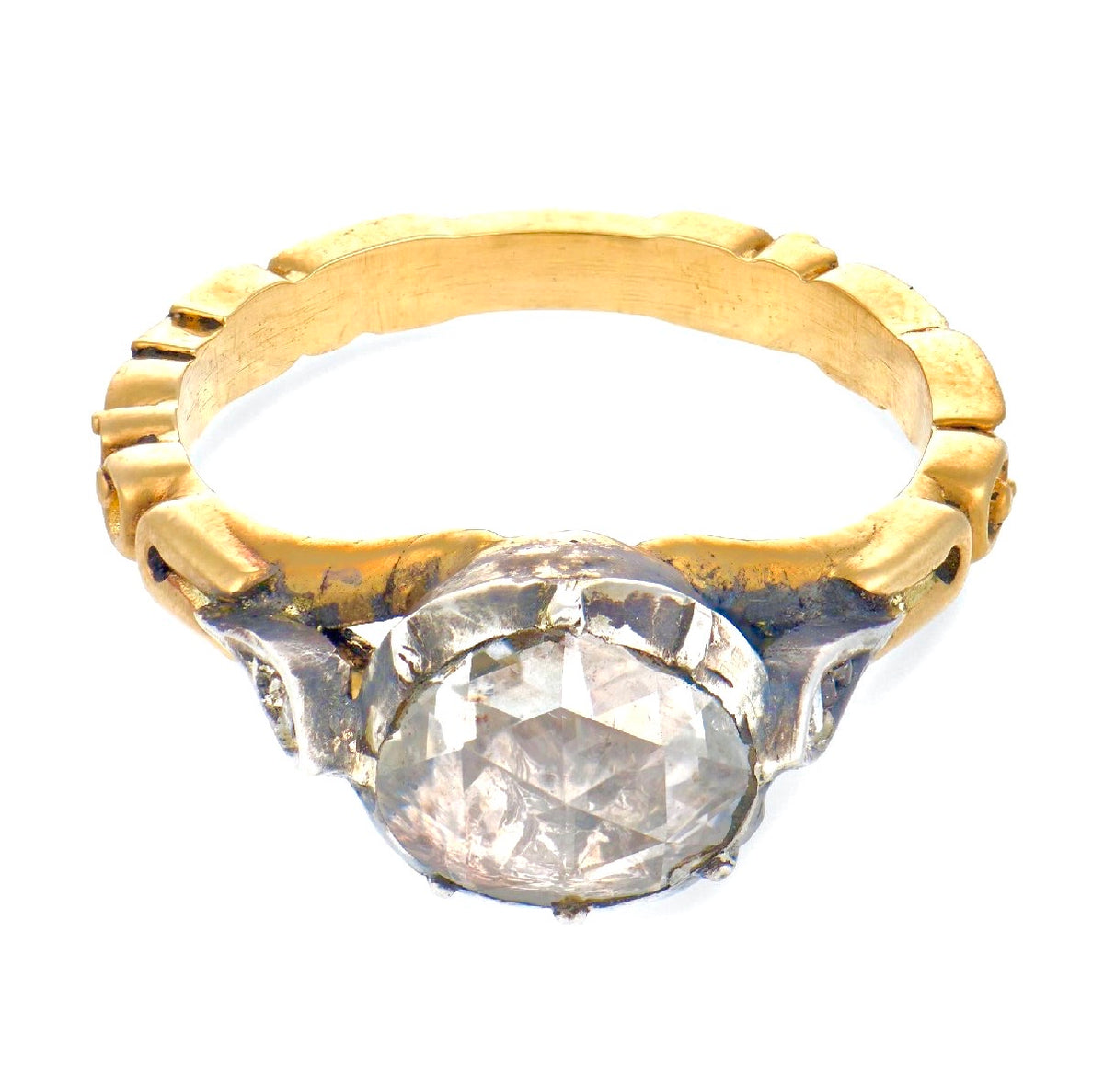 Georgian 18k/Sterling Silver Diamond Engagement Ring .85ct