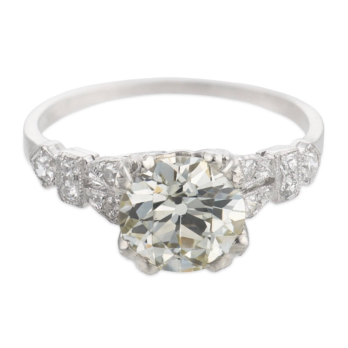 Art Deco Platinum Diamond Engagement Ring 1.59ct
