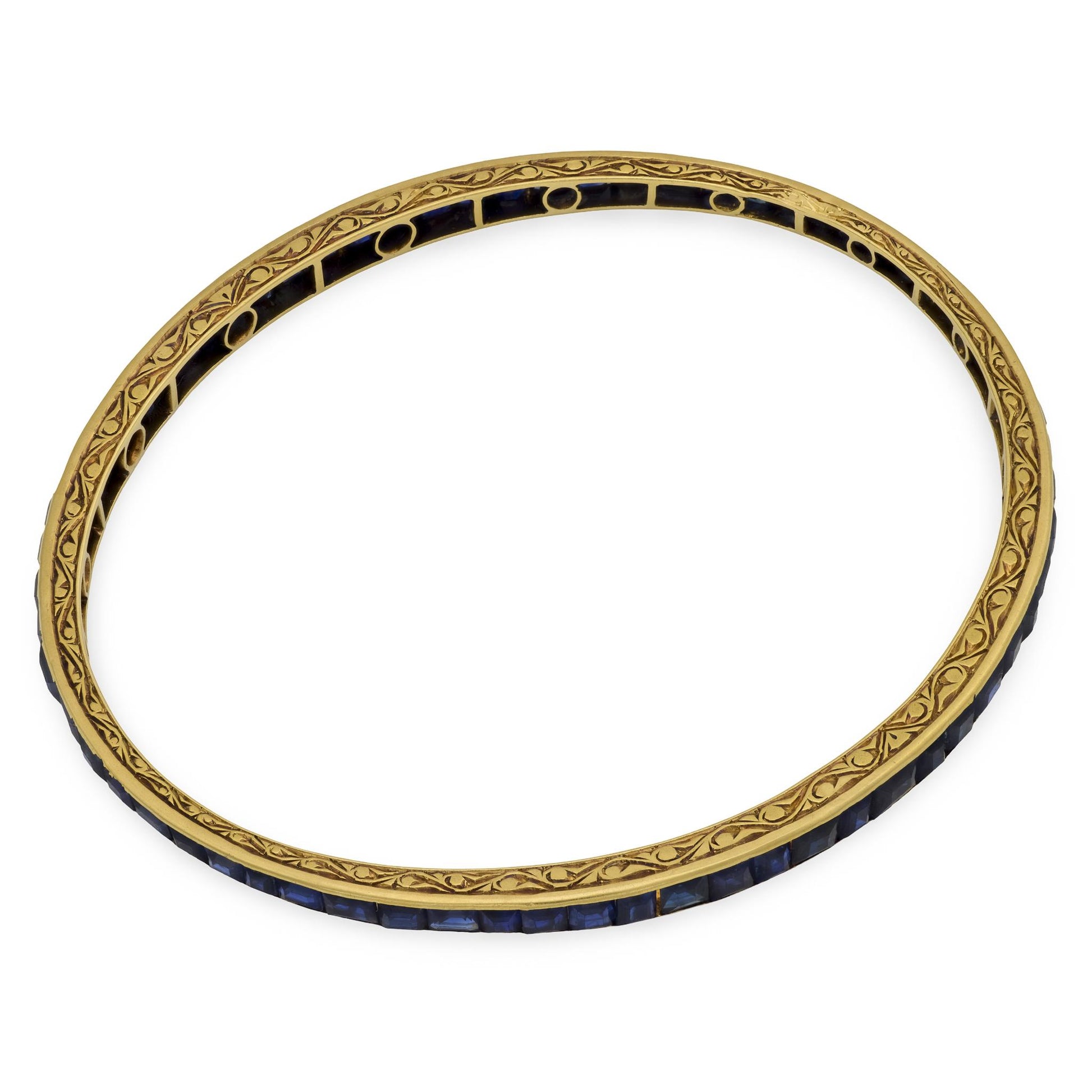 Victorian French 18k Sapphire Bangle Bracelet