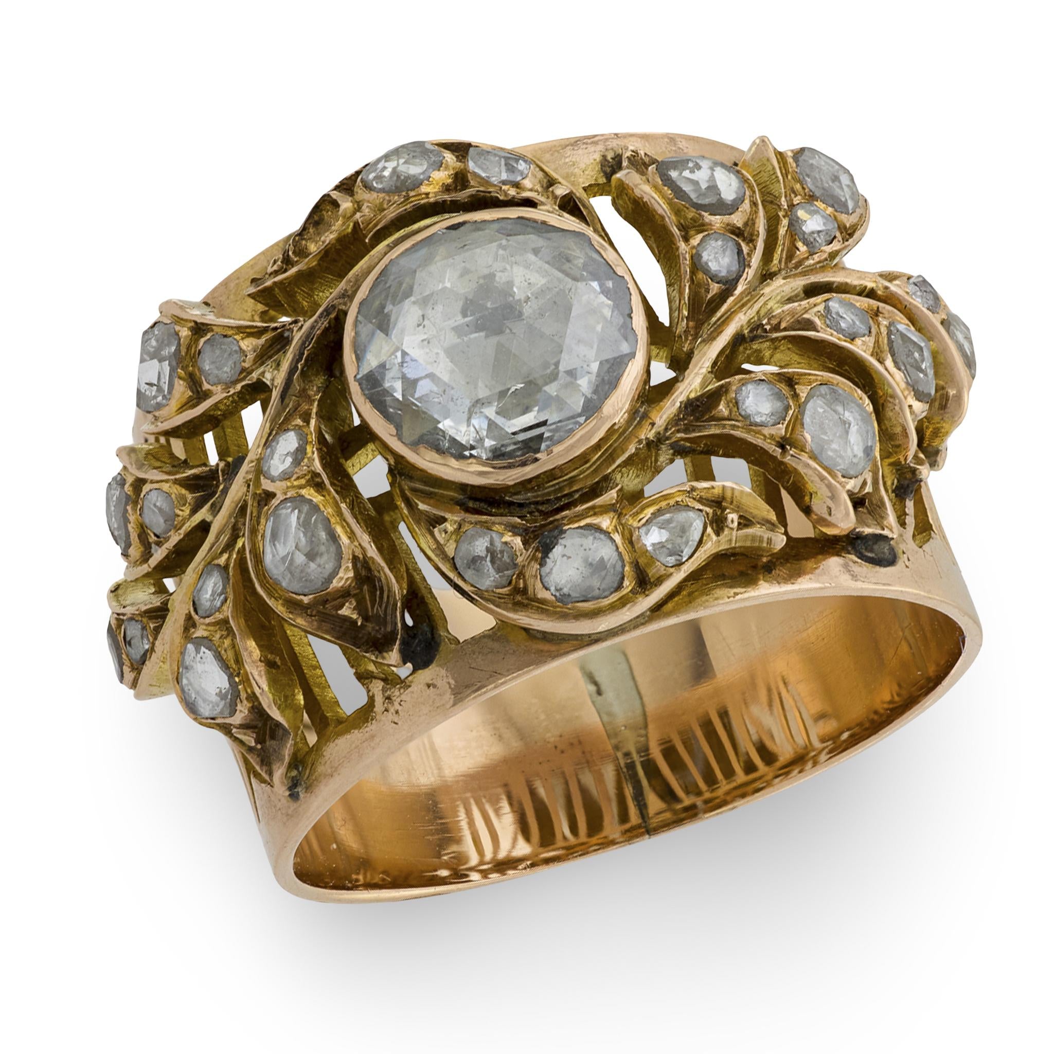 Art Nouveau 14k Diamond Cigar Band