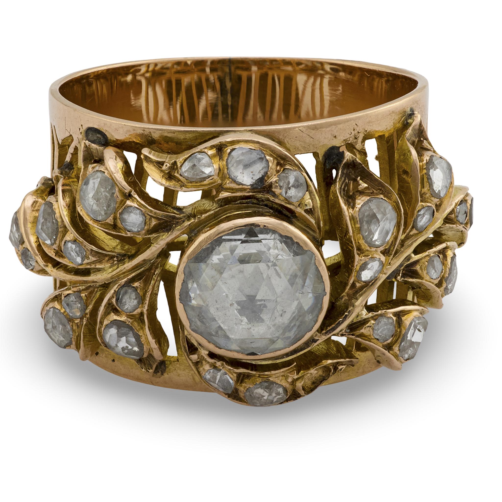 Art Nouveau 14k Diamond Cigar Band