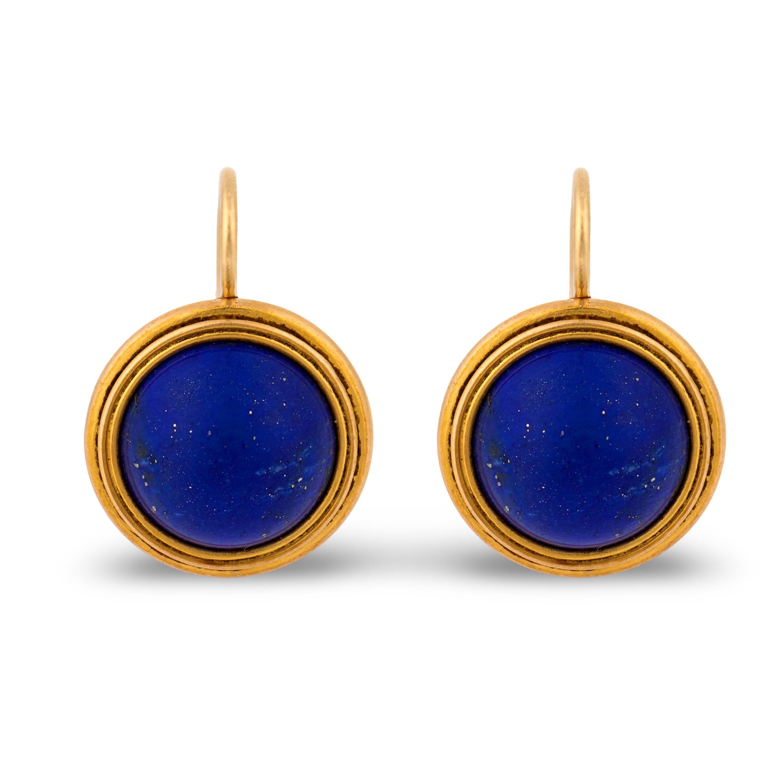 Victorian 14k Lapis Dangle Earrings