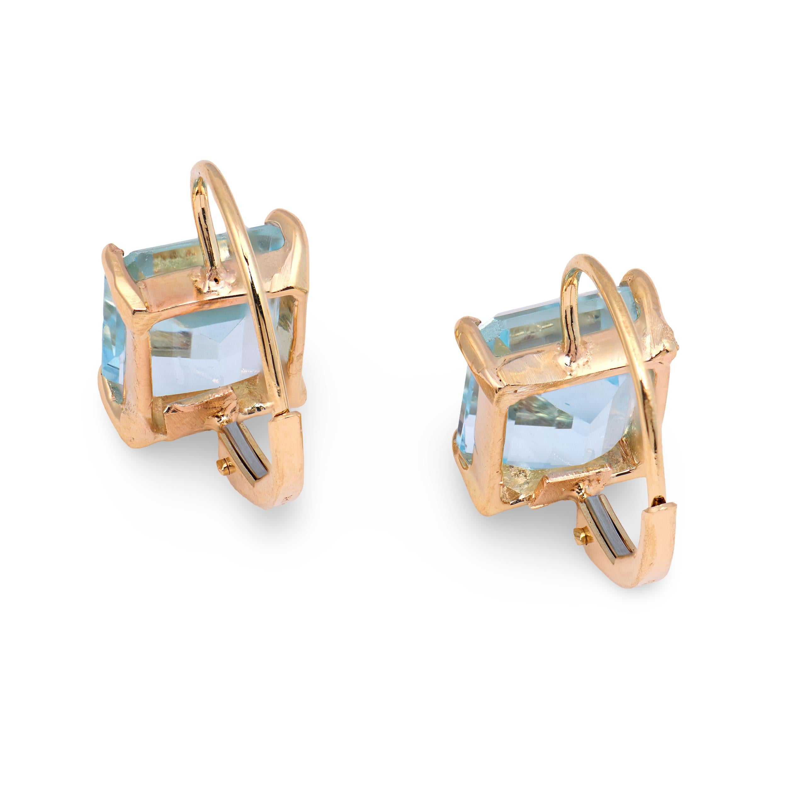Retro 14k Aqua Drop Earrings