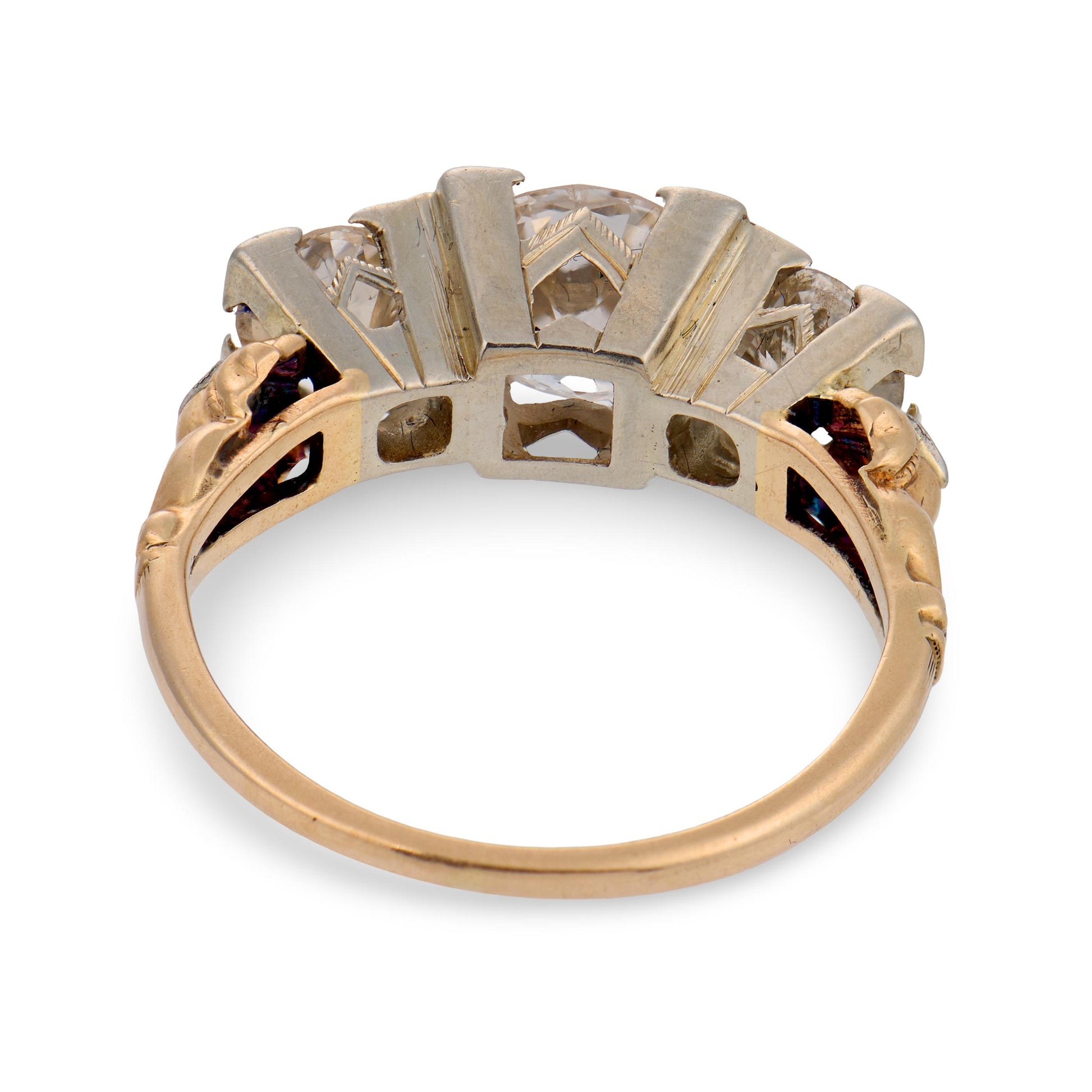 Edwardian 14k/Platinum Diamond Three Stone Ring