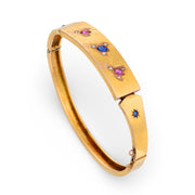 Victorian French 18k Sapphire, Ruby, & Diamond Fly-Motif Bangle