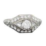 Art Deco Platinum & Diamond Engagement Ring .43ct