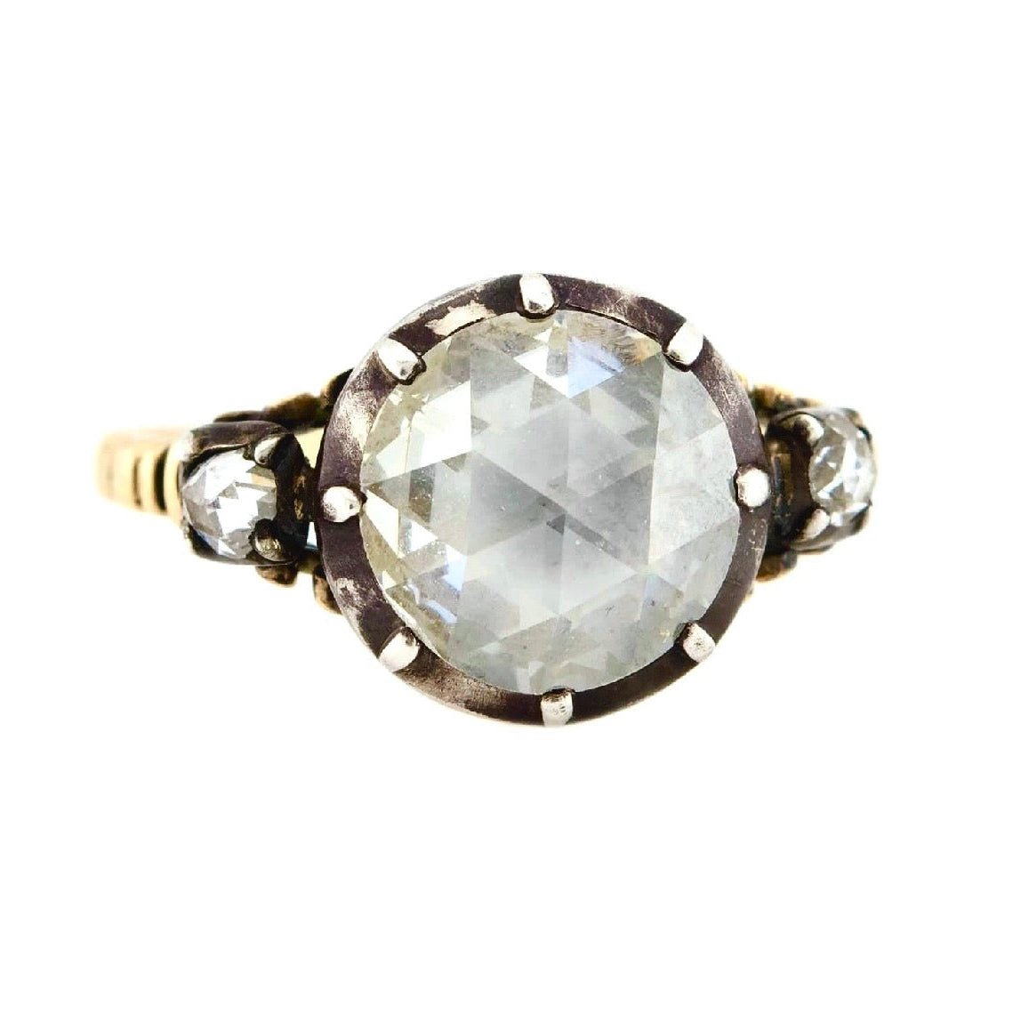 Georgian English 14k/Sterling Silver Diamond Engagement Ring 1.60ct