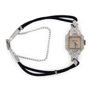 LADY ELGIN Art Deco Platinum Diamond Wristwatch