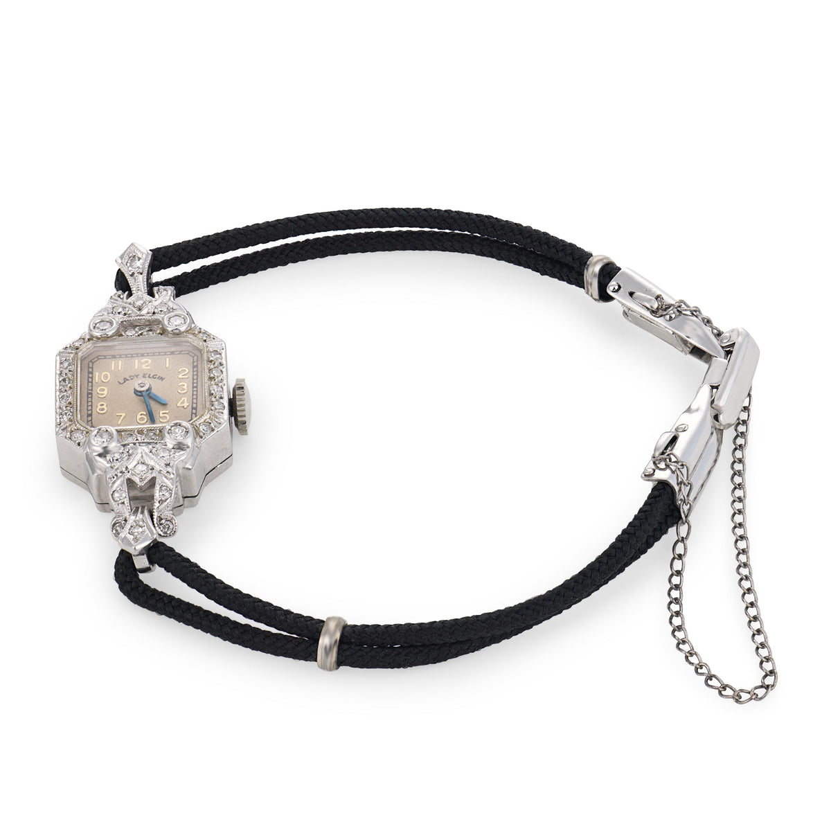 LADY ELGIN Art Deco Platinum Diamond Wristwatch
