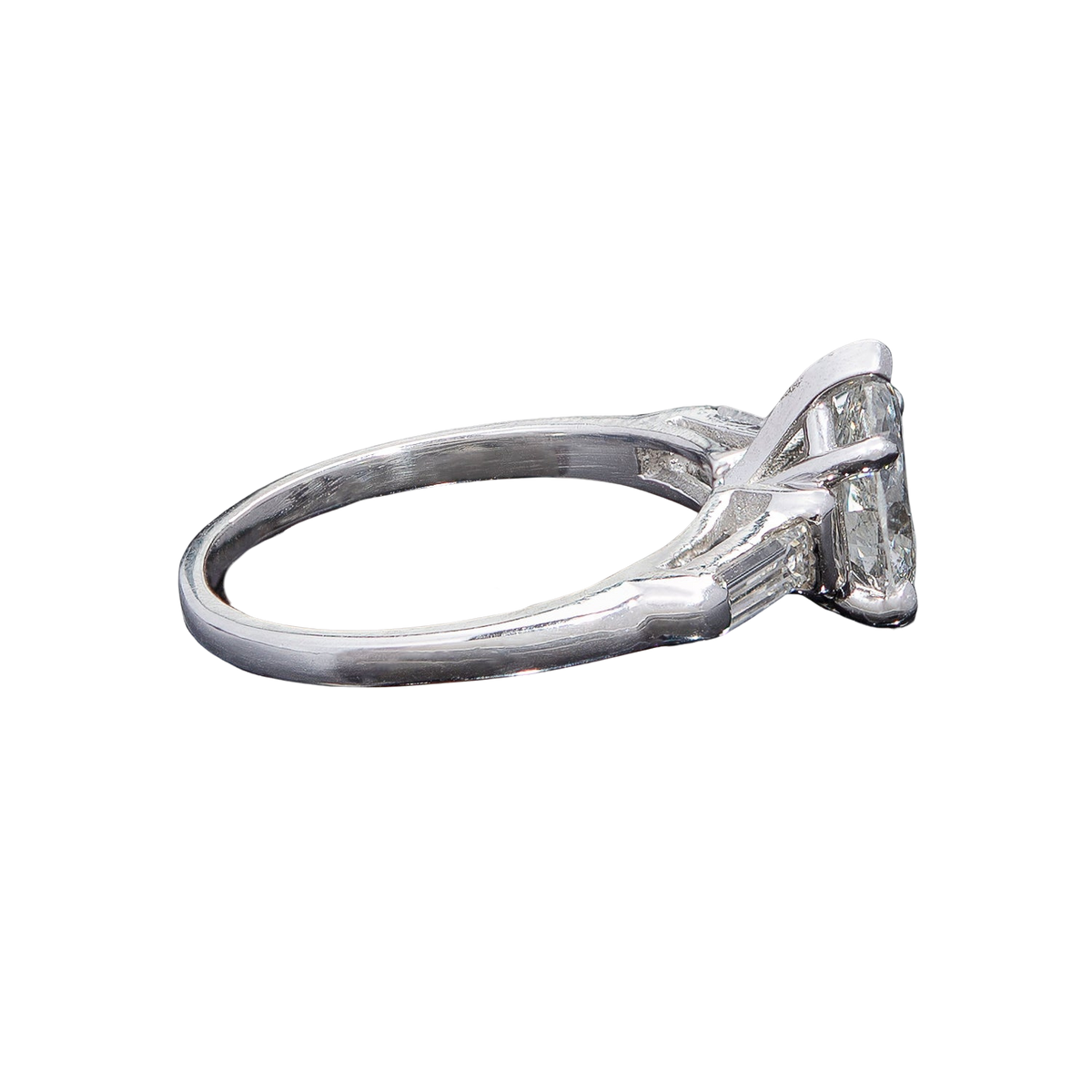 Art Deco Platinum Old Pear-Cut Diamond Engagement Ring 1.07ct