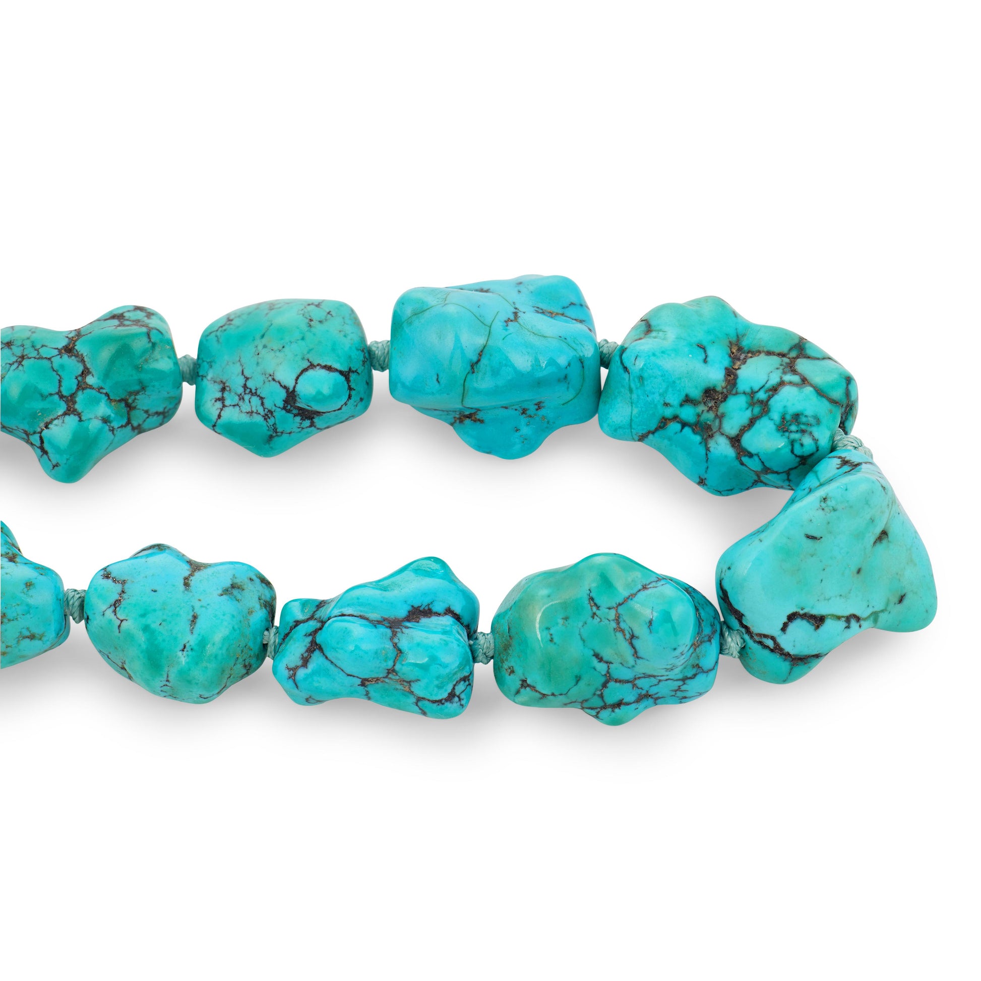 Retro Chinese 14k Turquoise Nugget Necklace