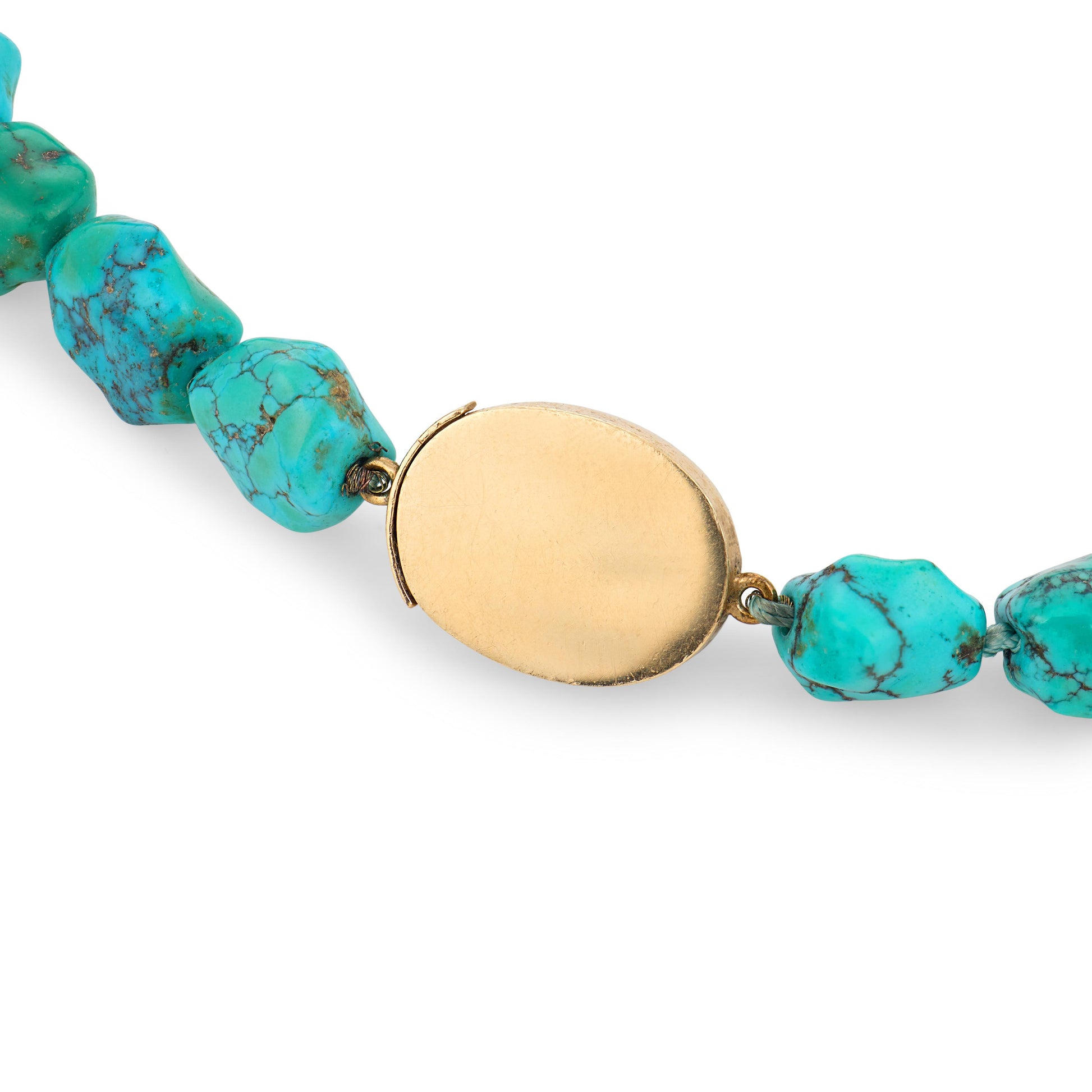 Retro Chinese 14k Turquoise Nugget Necklace