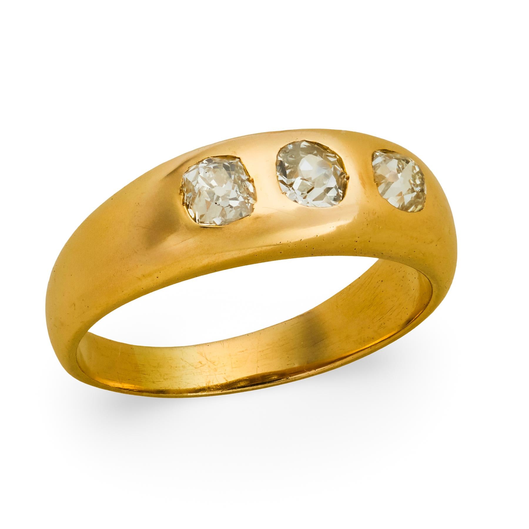 Victorian 14k Diamond Flush Mount Ring