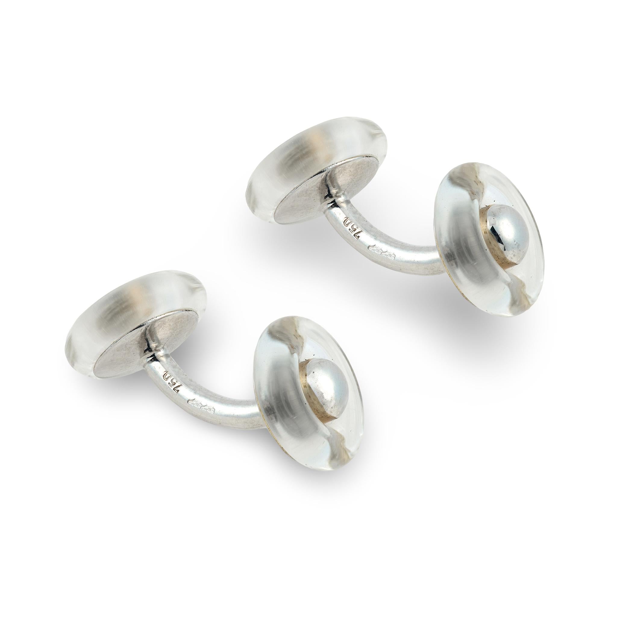 Art Deco 18k Rock Quartz Crystal Cufflinks