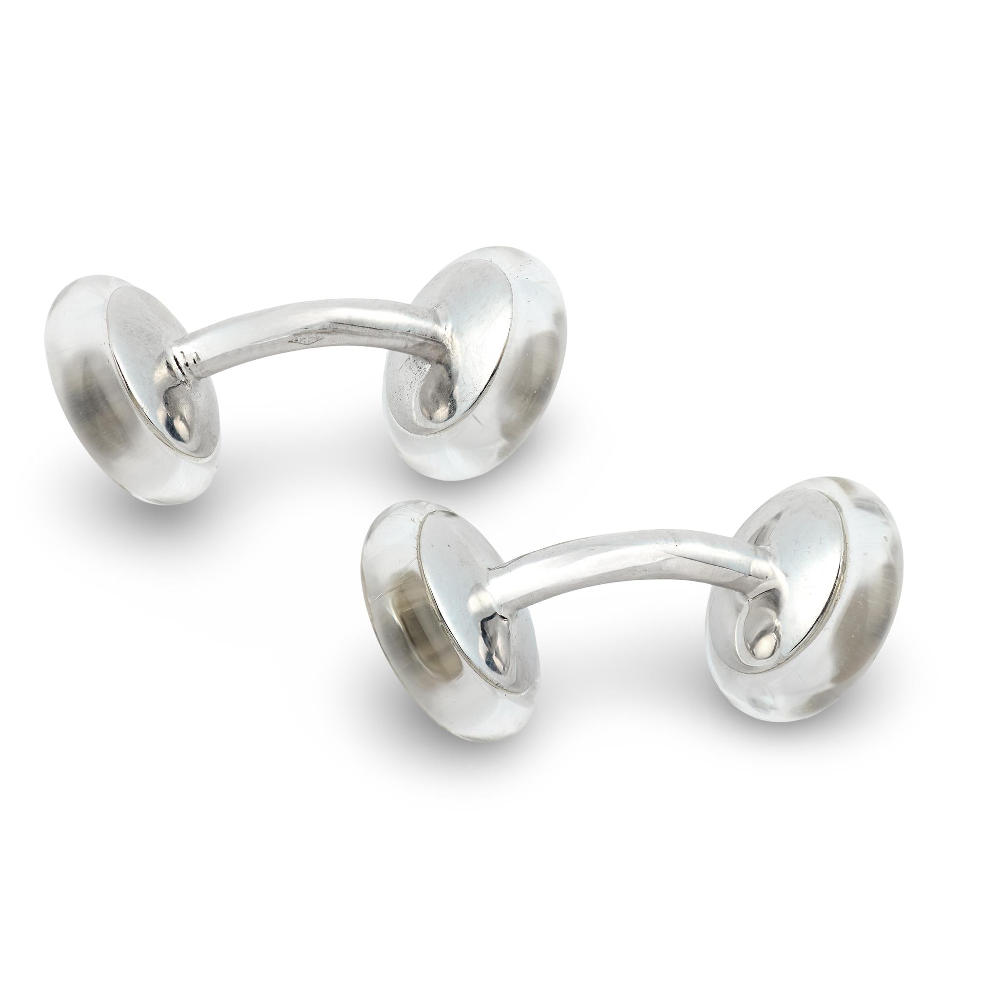 Art Deco 18k Rock Quartz Crystal Cufflinks