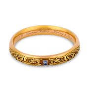 RIKER BROS. Art Nouveau 14k Diamond & Aqua Dragon-Motif Bangle