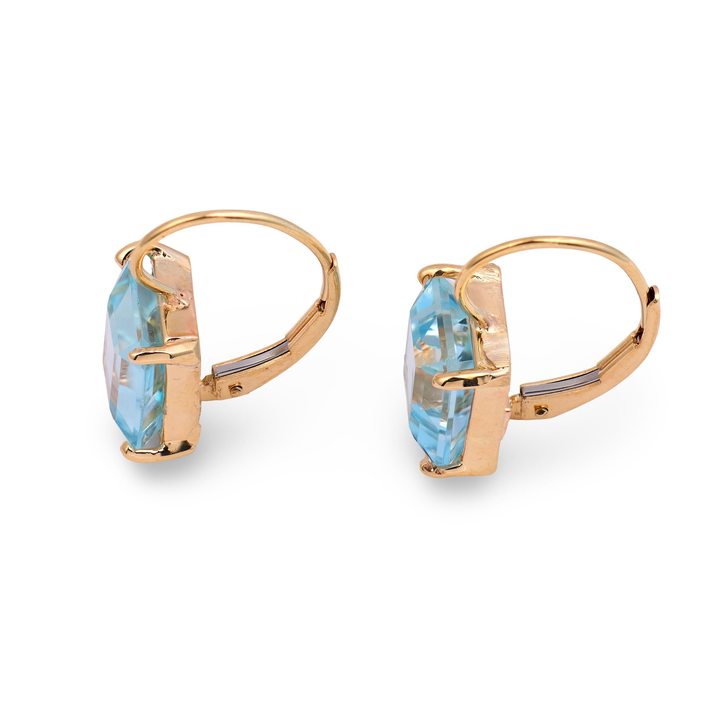 Retro 14k Aqua Drop Earrings