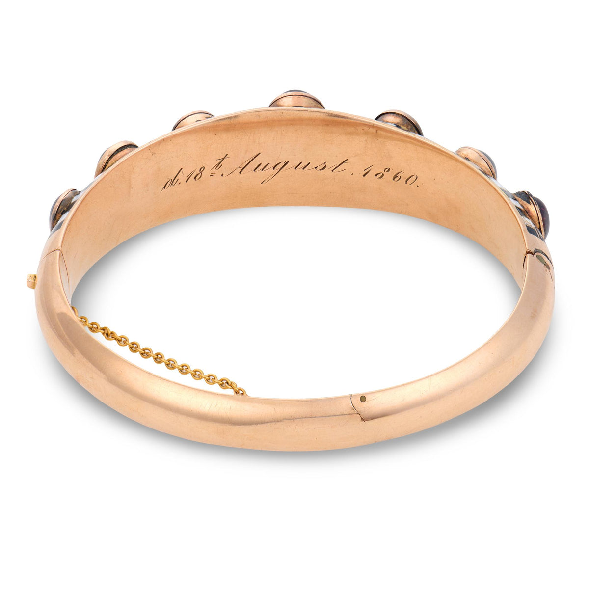 Victorian English 15k Garnet & Enamel Bangle