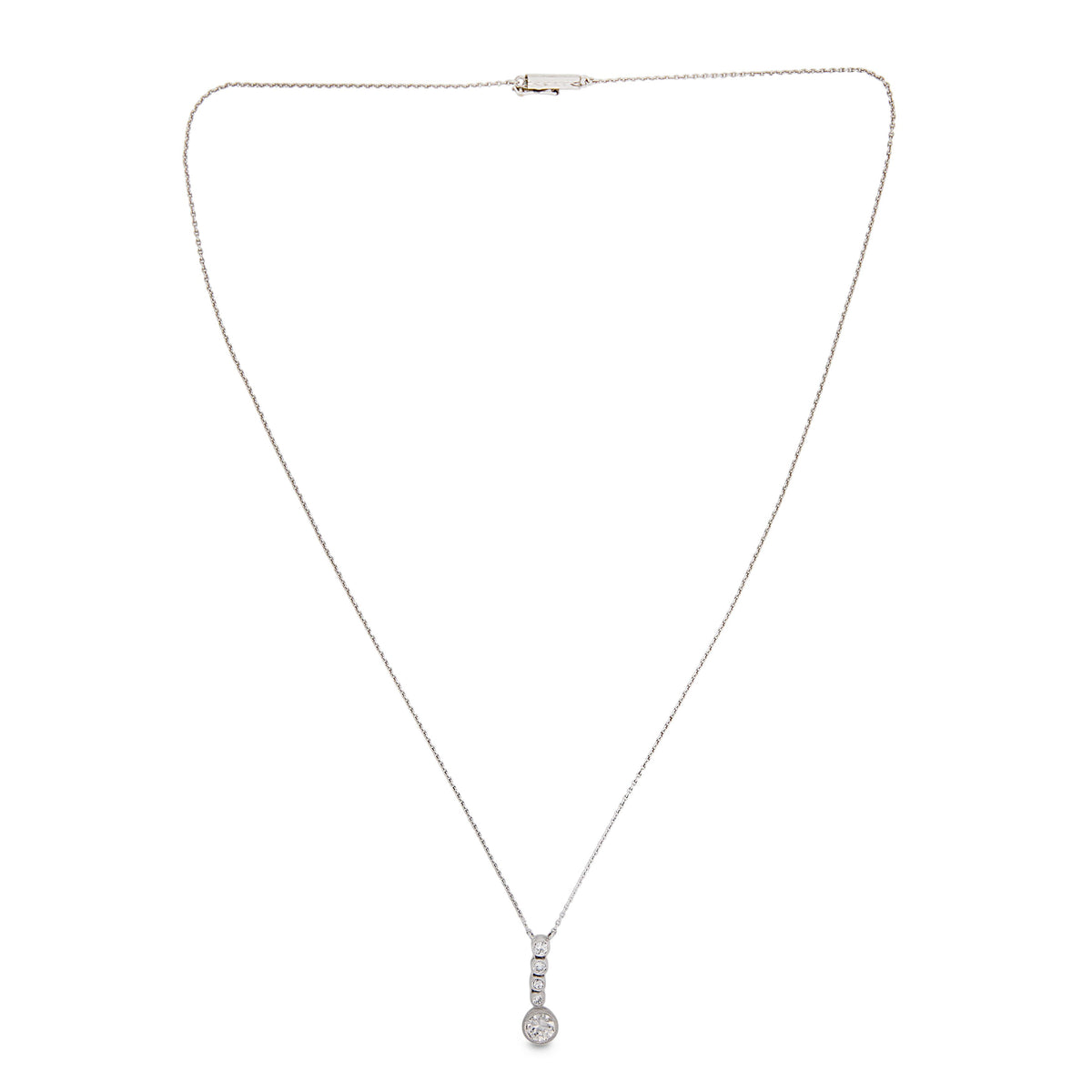 Art Deco Platinum Diamond Drop Pendant Necklace
