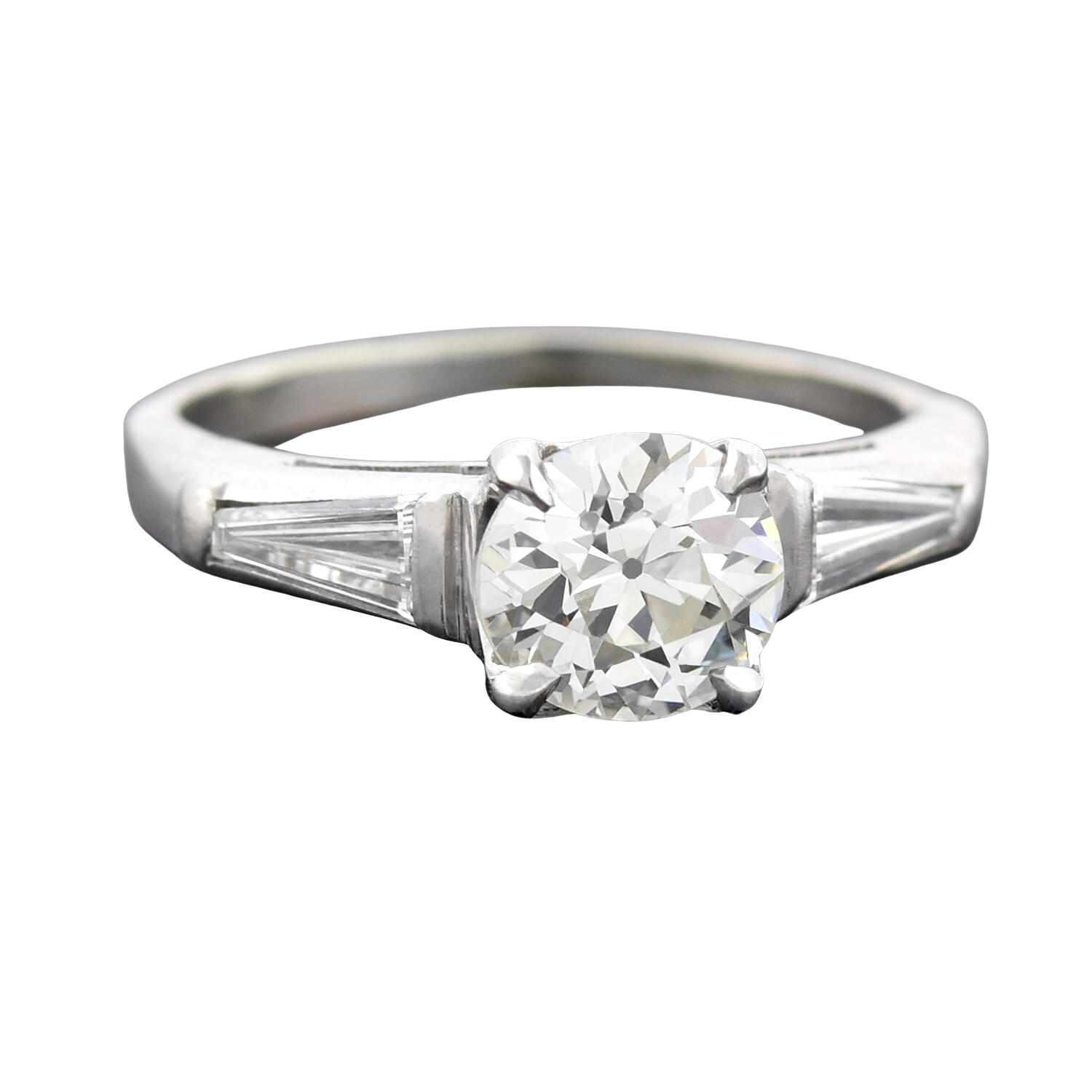 Retro Platinum Diamond Engagement Ring 1.00ct center