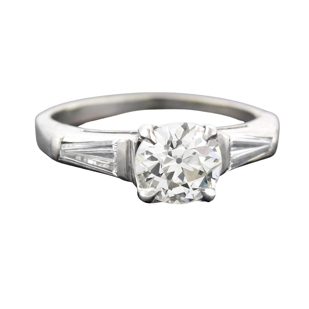 Retro Platinum Diamond Engagement Ring 1.00ct center