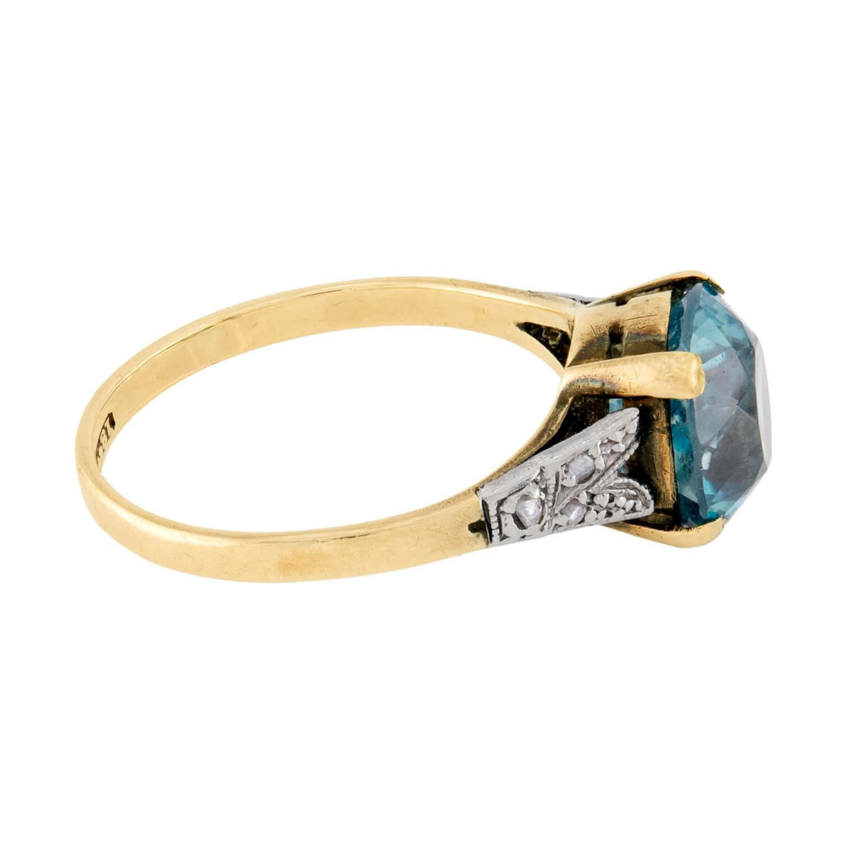 Edwardian 18k/Platinum Zircon & Diamond Ring