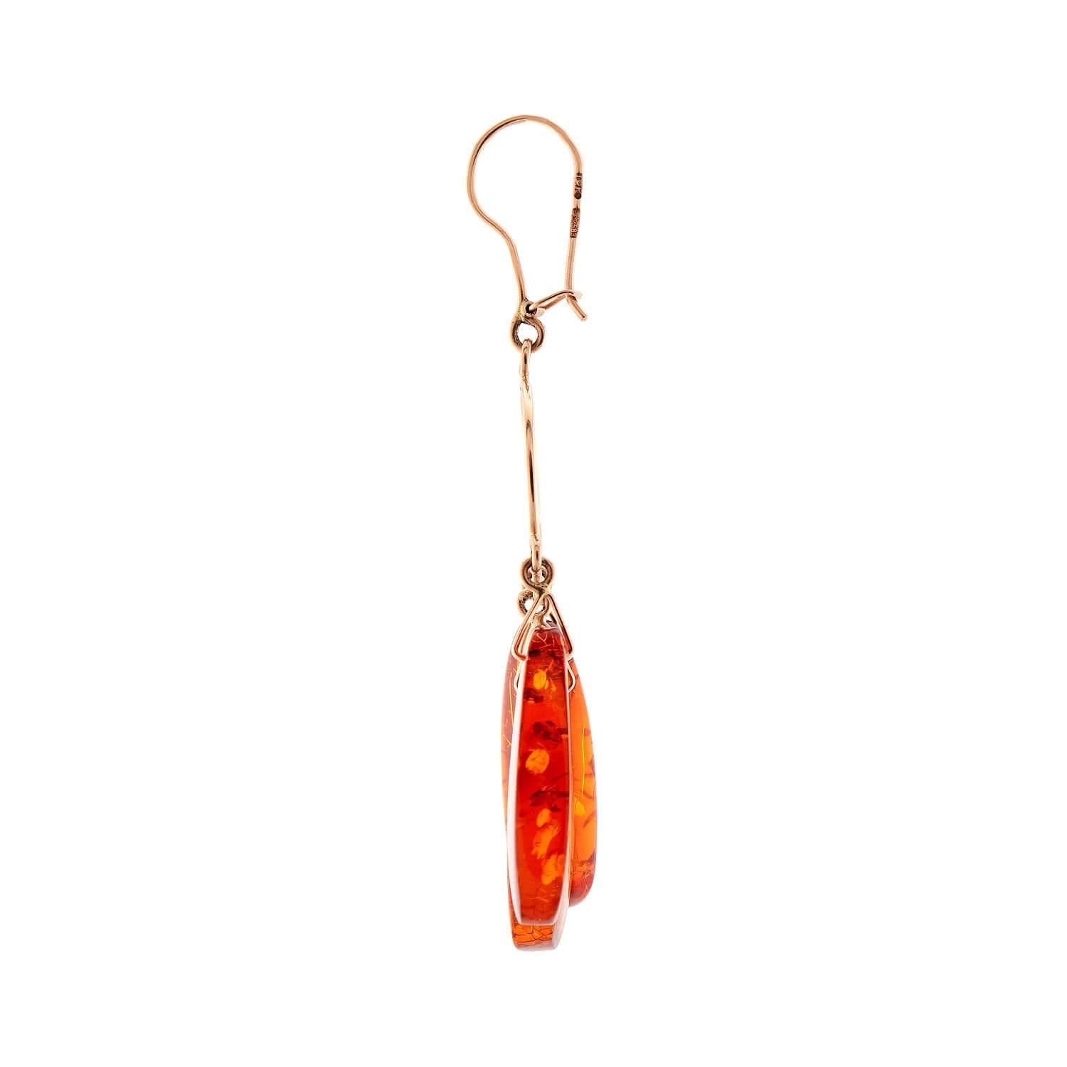 Estate 18k Amber Dangle Earrings