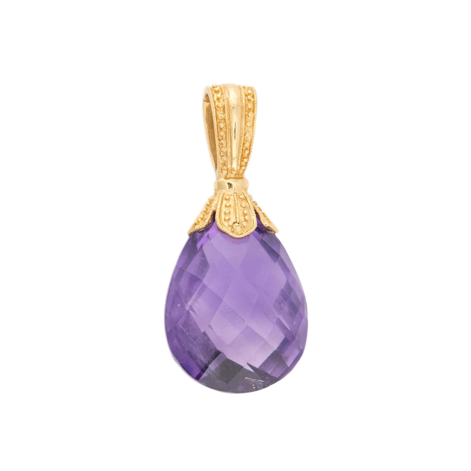 Vintage Indian 14k Amethyst Drop Pendant/Charm
