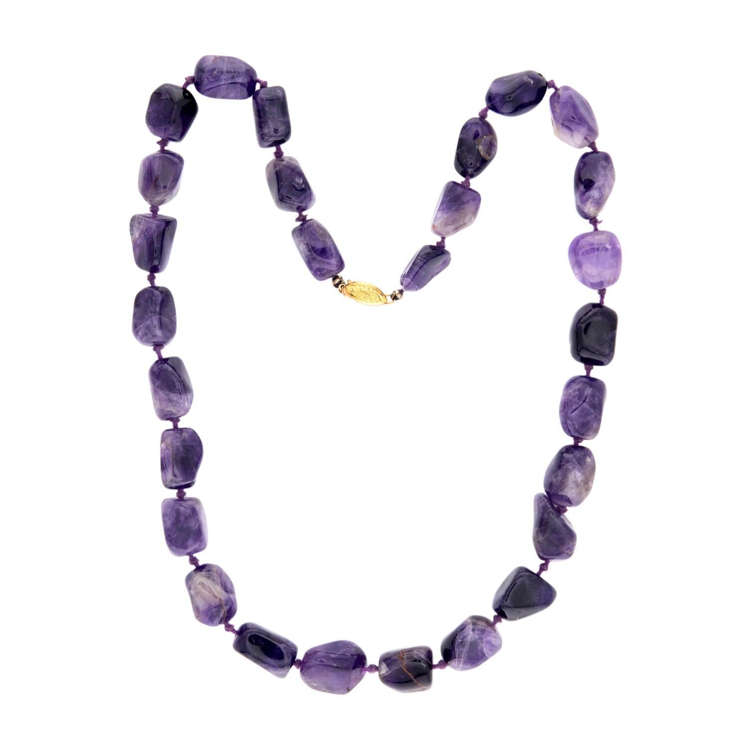 Estate 14k Amethyst Bead Necklace