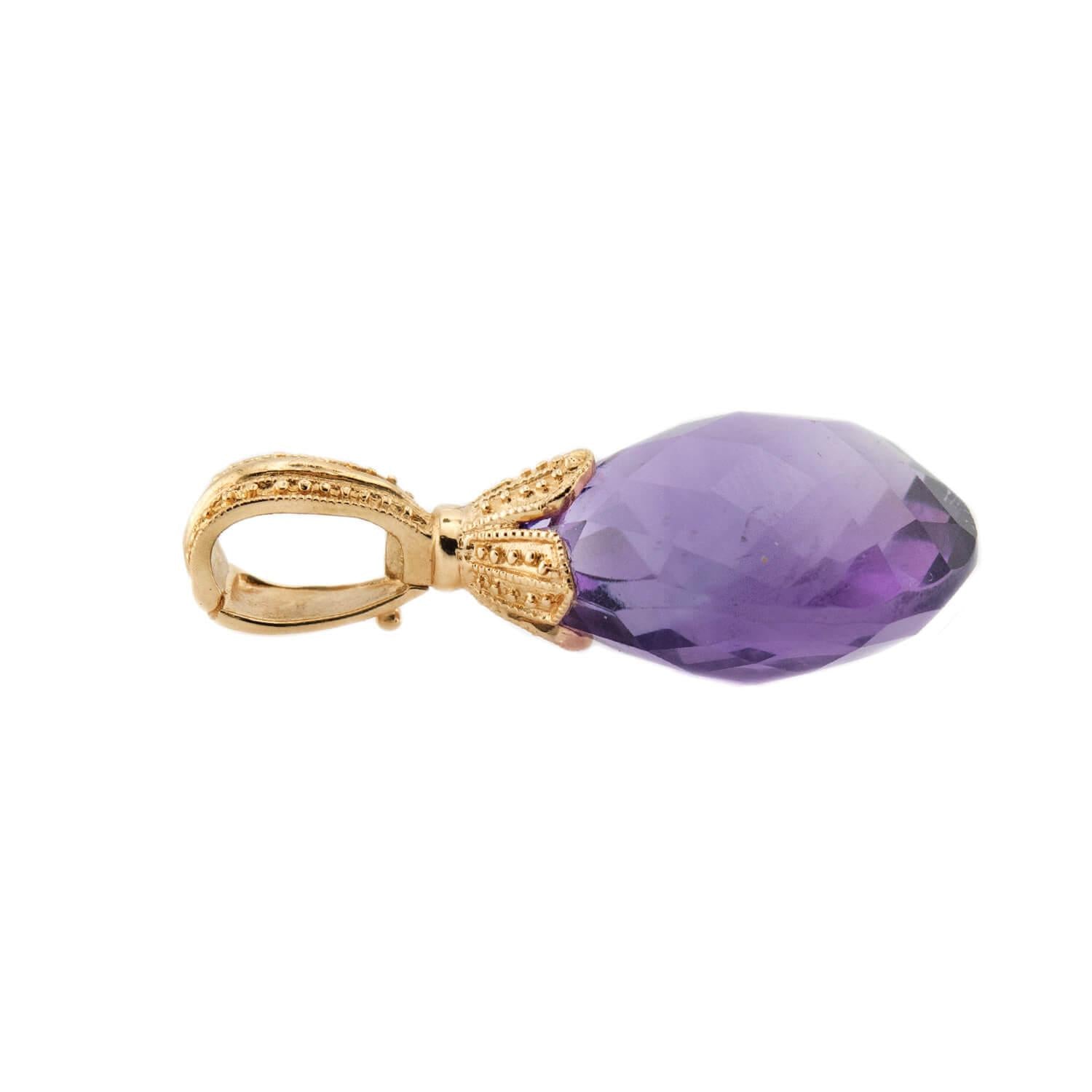 Vintage Indian 14k Amethyst Drop Pendant/Charm