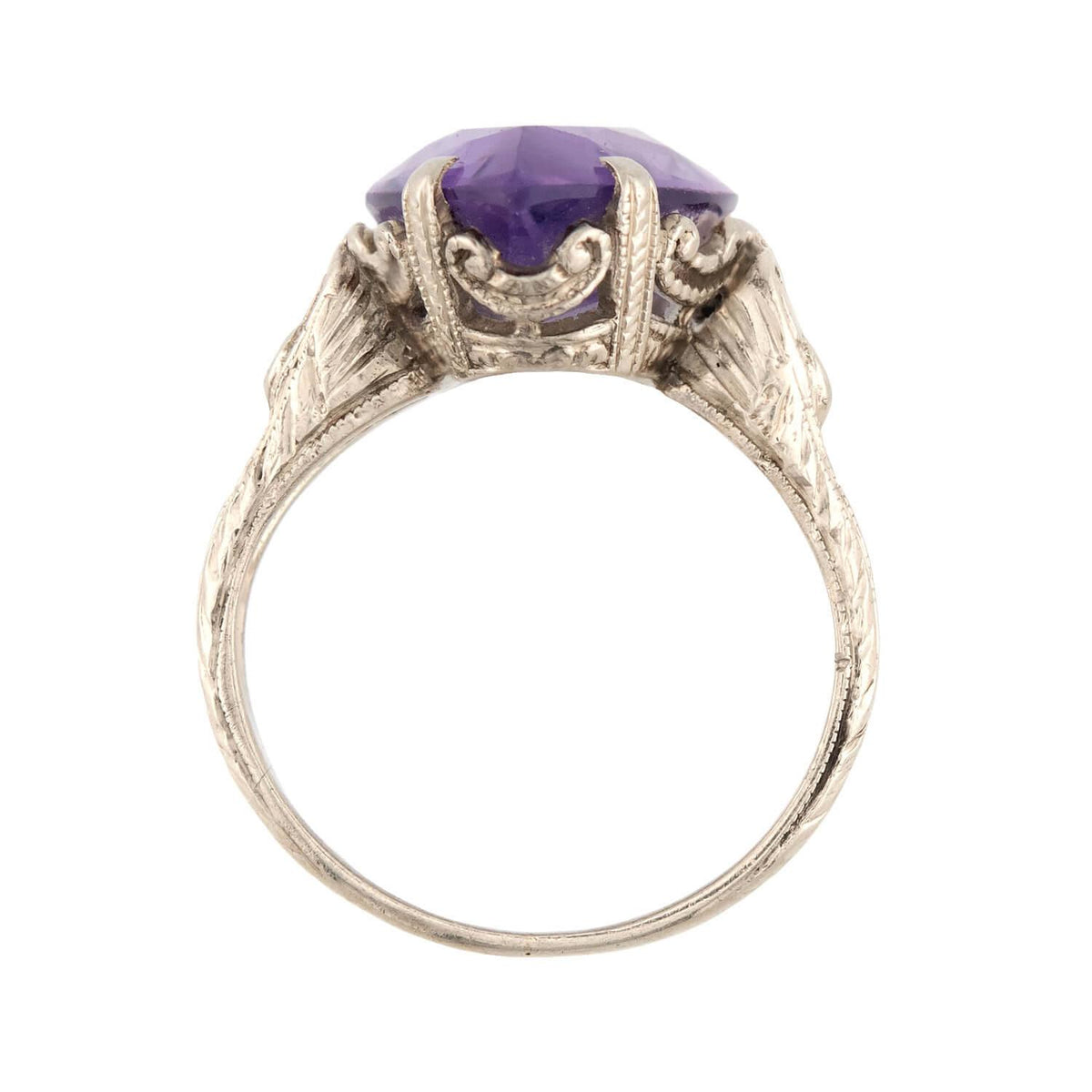 Art Deco 14k Amethyst Navette Ring