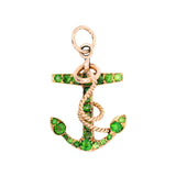 Victorian 14k Demantoid Garnet Anchor Pendant
