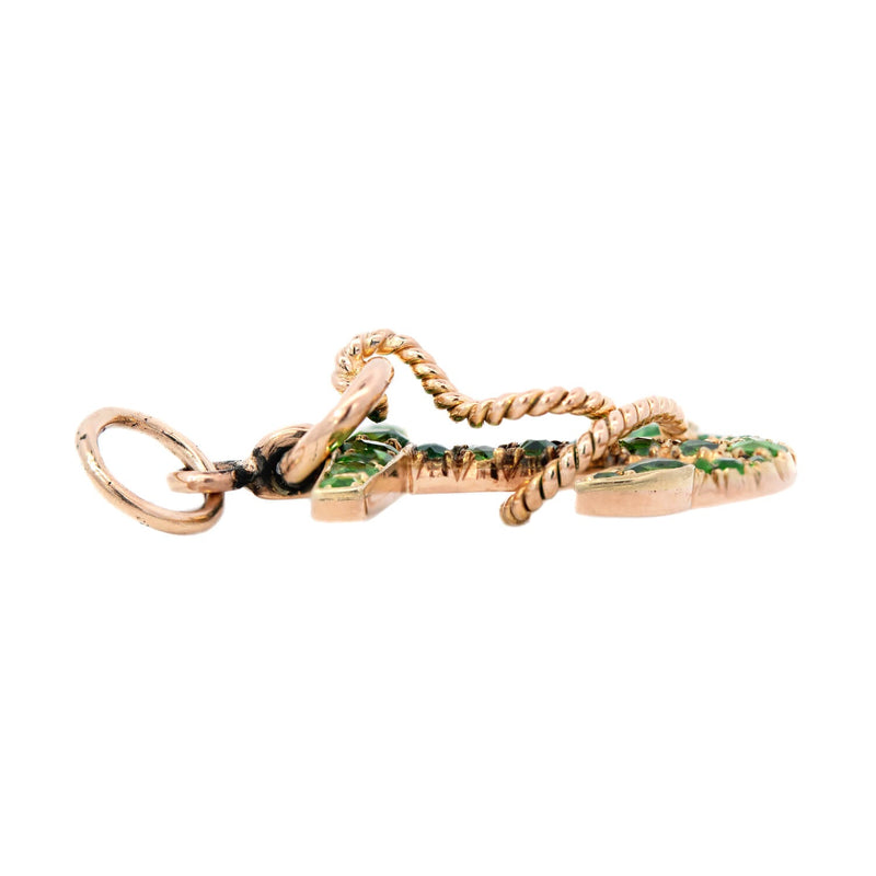 Victorian 14k Demantoid Garnet Anchor Pendant