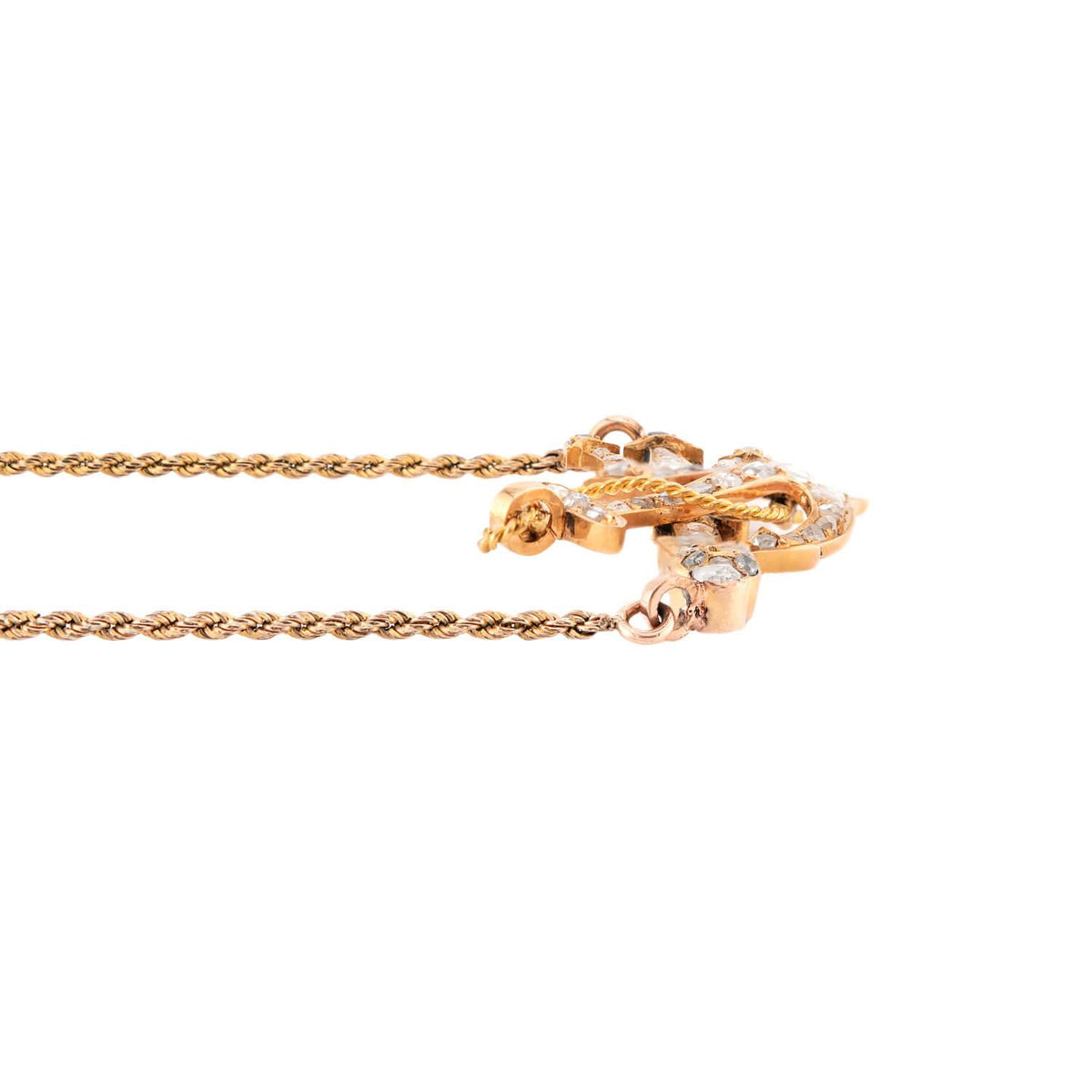 Victorian 18k Diamond Anchor and Trident Necklace