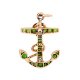 Victorian 14k Demantoid Garnet Anchor Pendant