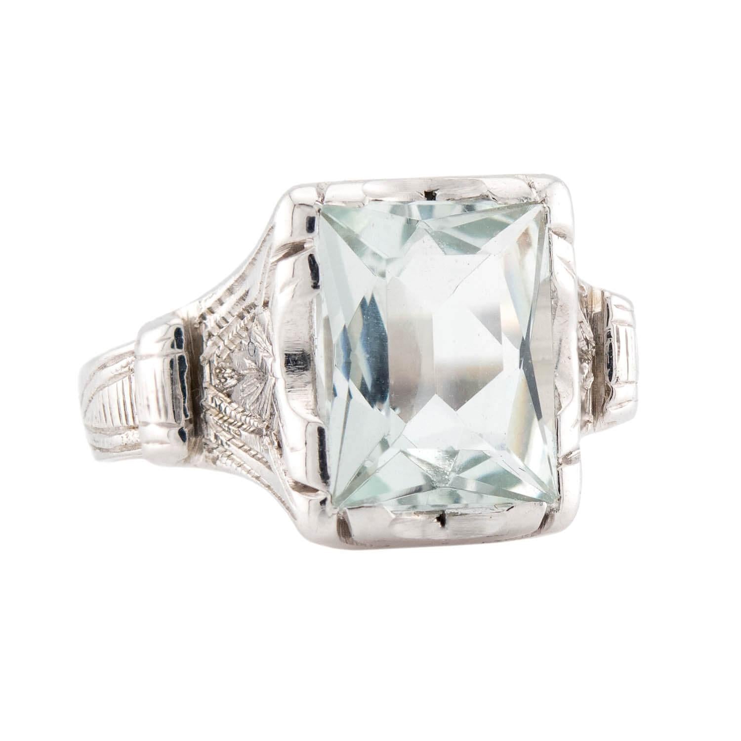 Art Deco 14k Aquamarine Ring