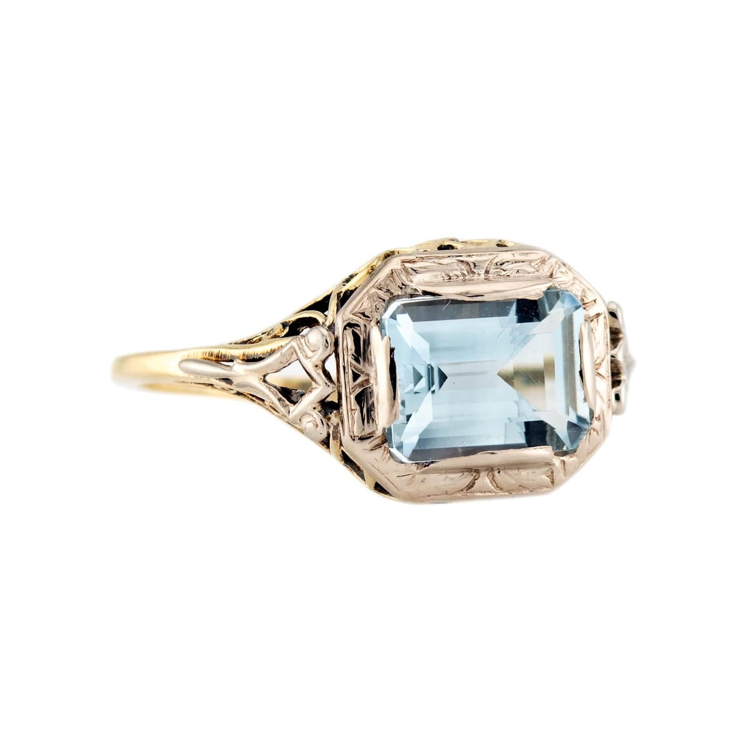 Art Deco 14k Aqua Ring
