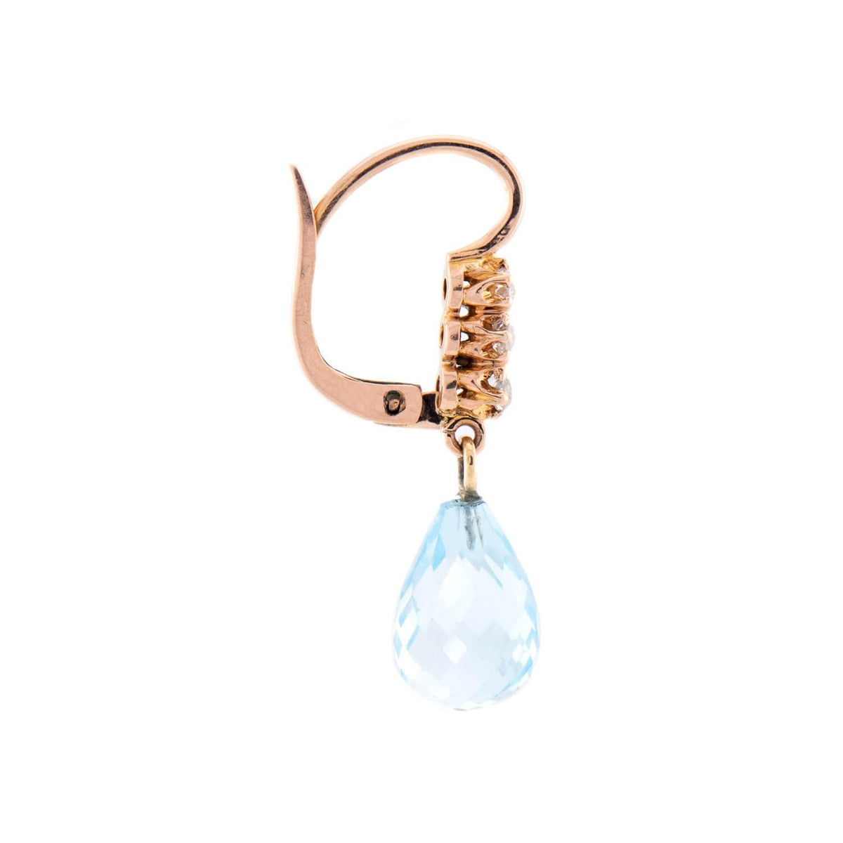 Victorian 14k Diamond & Aqua Dangle Earrings