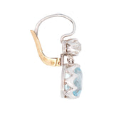Art Deco 14k/Platinum Aquamarine + Diamond Earrings
