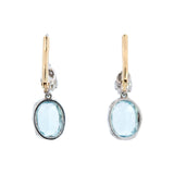 Art Deco 14k/Platinum Aquamarine + Diamond Earrings