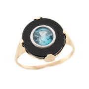 Art Deco 14k Onyx and Zircon Ring