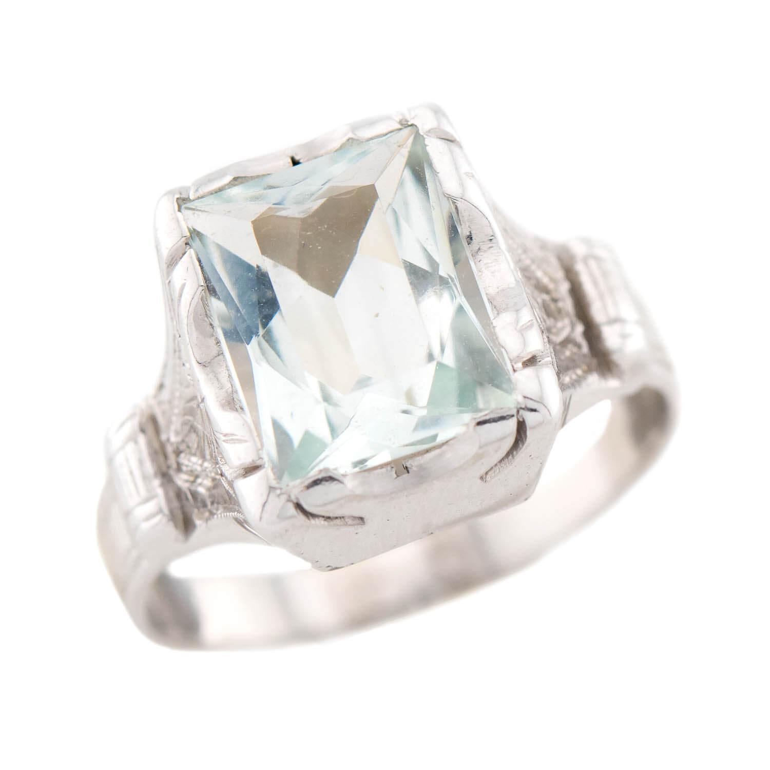 Art Deco 14k Aquamarine Ring