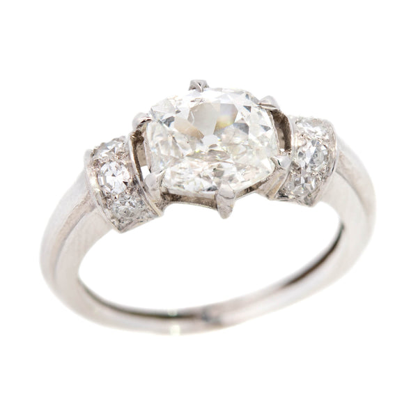 Art Deco Platinum Ash Cut Diamond Engagement Ring 1.13ctw center